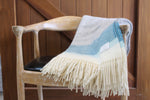 Mt Somers Station Lambs Wool Blanket - Blue End Stripe Basket Weave
