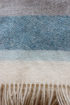 Mt Somers Station Lambs Wool Blanket - Blue End Stripe Basket Weave