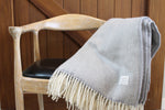 Mt Somers Station Lambs Wool Blanket - Soft Grey Basket Weave
