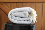 Mt Somers Station Lambs Wool Blanket - Soft Grey Basket Weave