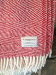 Mt Somers Station Lambs Wool Blanket - Raspberry Herringbone