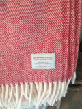 Mt Somers Station Lambs Wool Blanket - Raspberry Herringbone