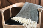 Mt Somers Station Lambs Wool Blanket - Charcoal Herringbone