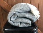 Mt Somers Station Lambs Wool Blanket - Charcoal Herringbone