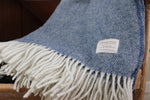 Mt Somers Station Lambs Wool Blanket - Blue Herringbone