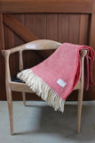 Mt Somers Station Lambs Wool Blanket - Raspberry Herringbone