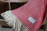 Mt Somers Station Lambs Wool Blanket - Raspberry Herringbone