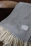 Mt Somers Station Lambs Wool Blanket - Soft Grey Herringbone