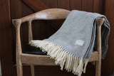 Mt Somers Station Lambs Wool Blanket - Soft Grey Herringbone