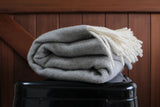Mt Somers Station Lambs Wool Blanket - Soft Grey Herringbone