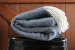 Mt Somers Station Lambs Wool Blanket - Blue Herringbone