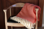 Mt Somers Station Lambs Wool Blanket - Coral Herringbone