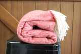 Mt Somers Station Lambs Wool Blanket - Raspberry Basket Weave